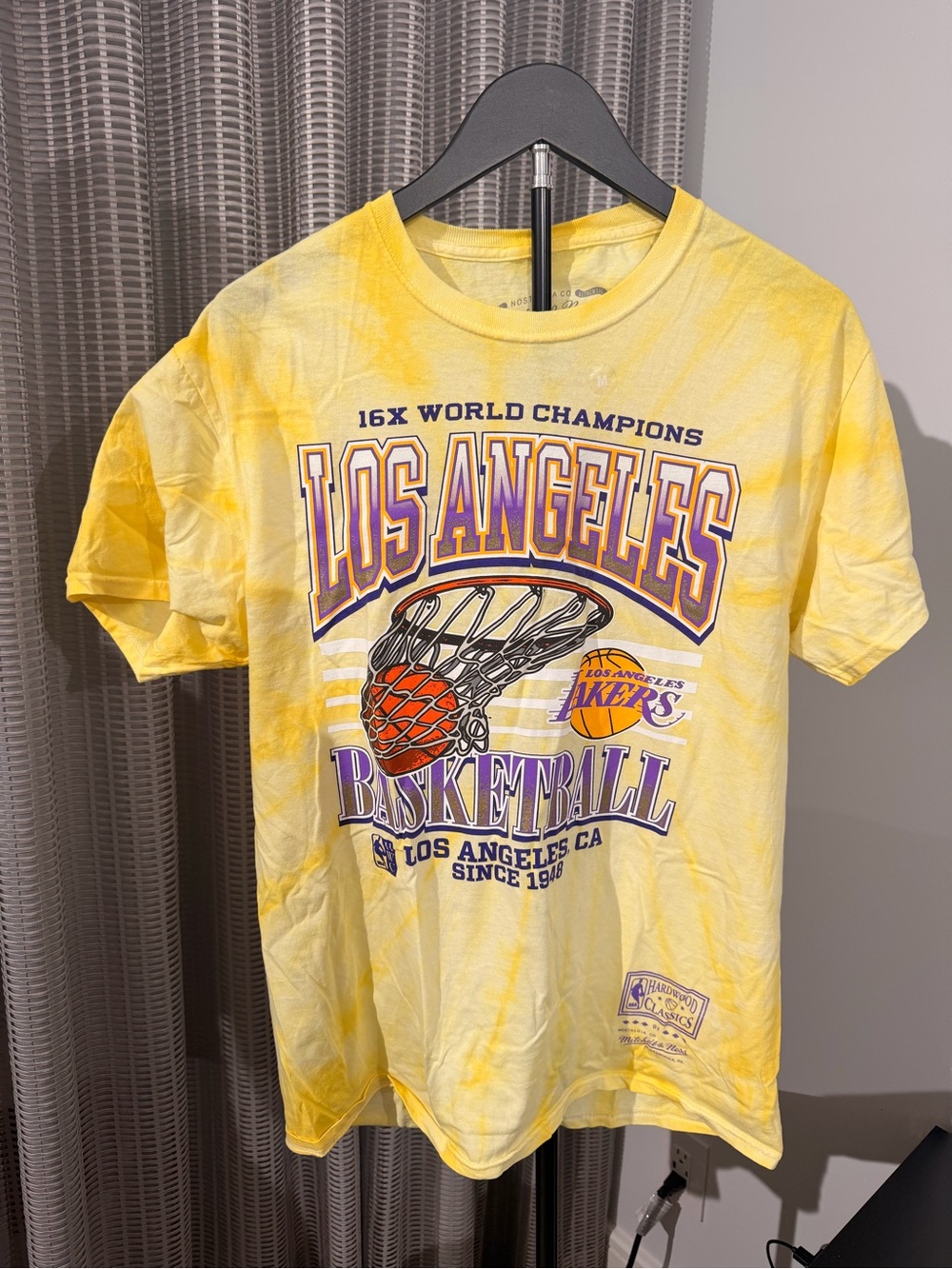 Mitchell & Ness Yellow Tie-Dye Los Angeles Basketball Tee